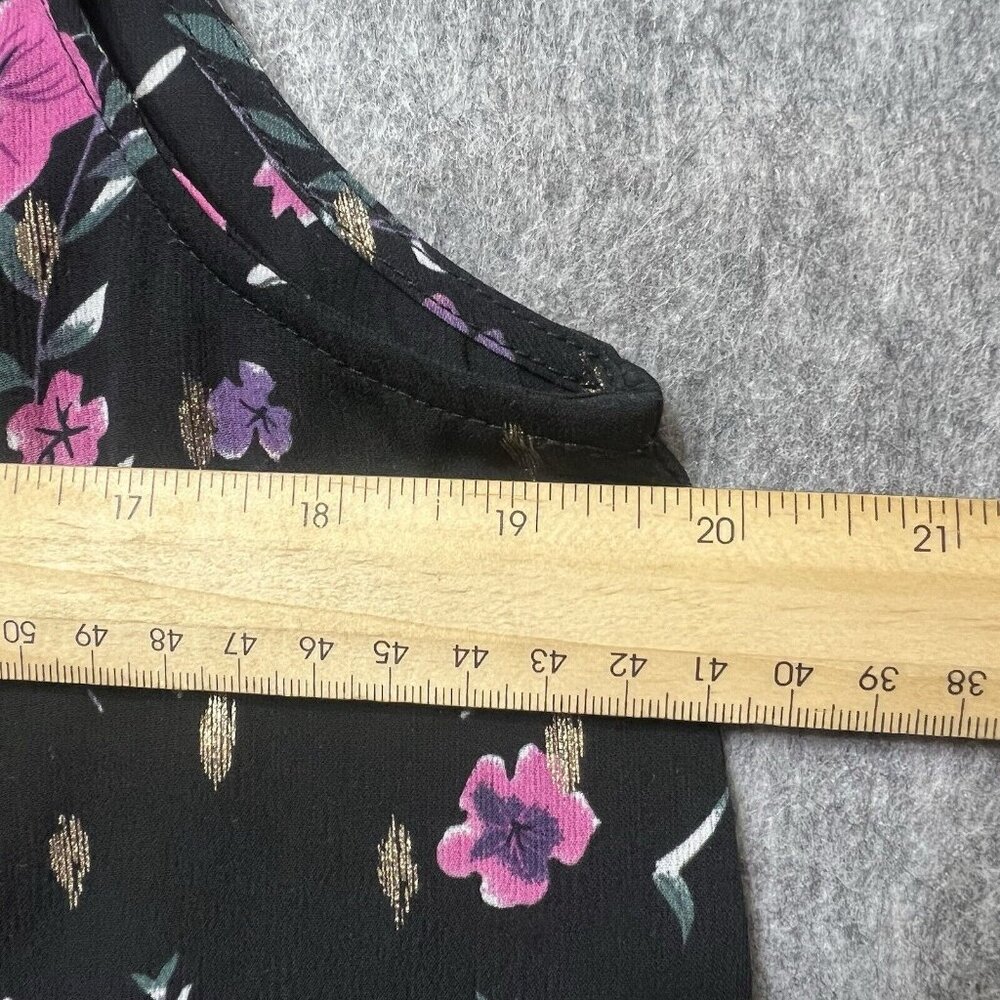 Juicy Couture Top Large Sleeveless Black Floral V Neck Ruffle‎ Collar Lined - Picture 5 of 8